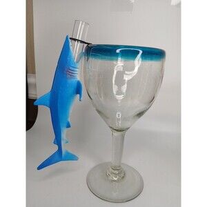 FunExpress Blue Shark  Shot Glass Hang From Rim Plastic Party Supply